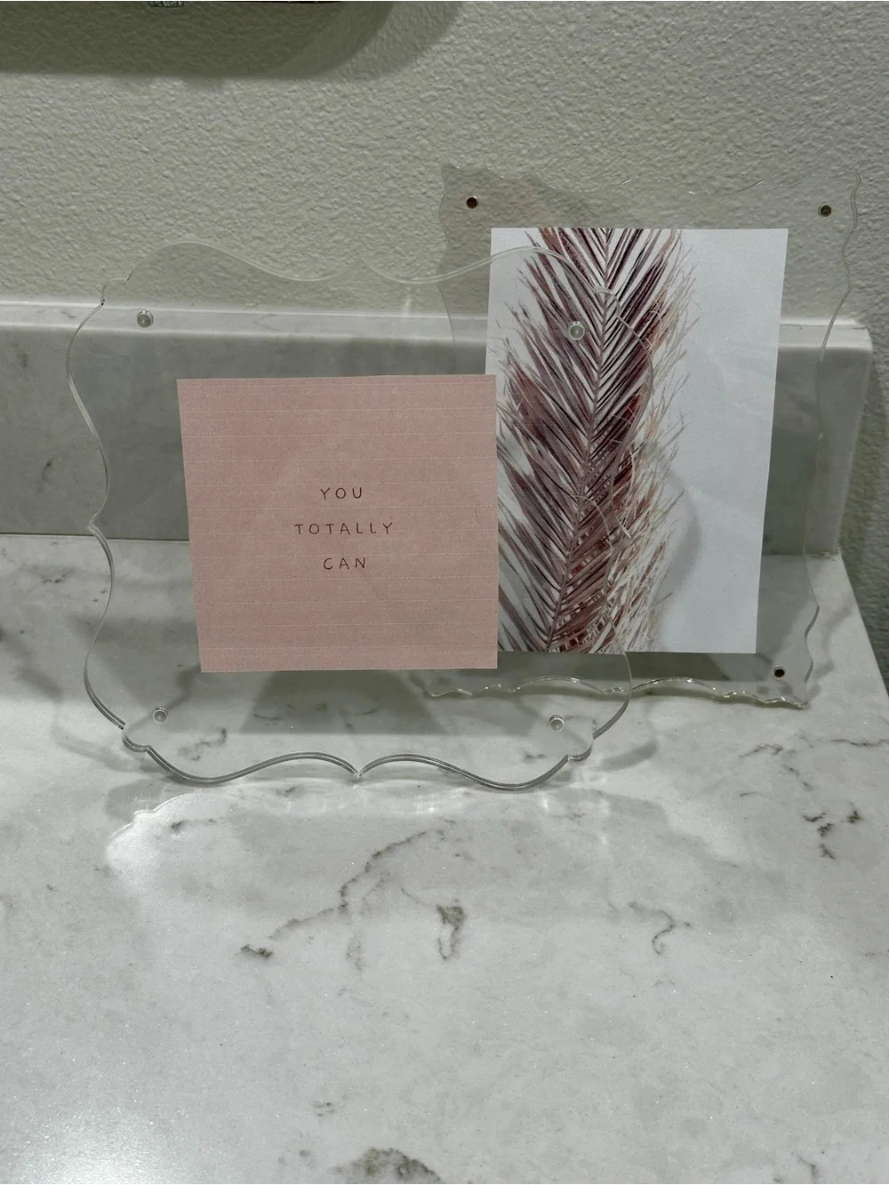 Clear Scalloped Acrylic Frame with Pink Accent Insert